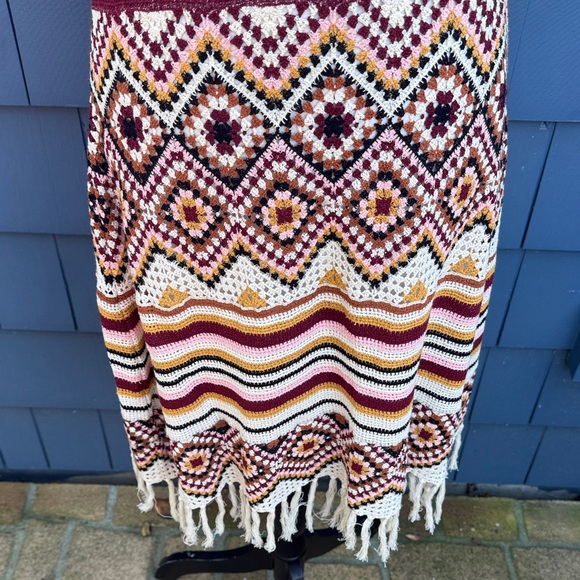 Idyllwind Colorful Knit Midi Dress granny squares burgundy pink - Picture 3 of 13